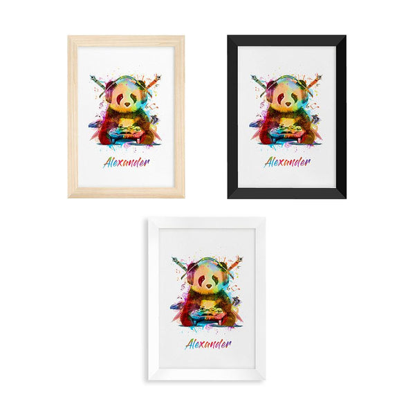 Personalised Watercolour Panda Gaming Print Wall Art - Shop Personalised Gifts
