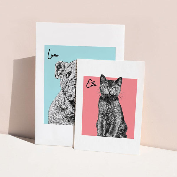 Personalised Pet Portrait Sketch A3 Print - Shop Personalised Gifts