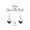 Mum You're The Best Silver Plated Heart Earrings & Gift Card