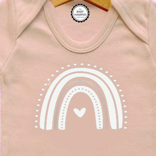 Baby Girls Sleepsuit, Blush Pink, Rainbow Print, 0-3 months