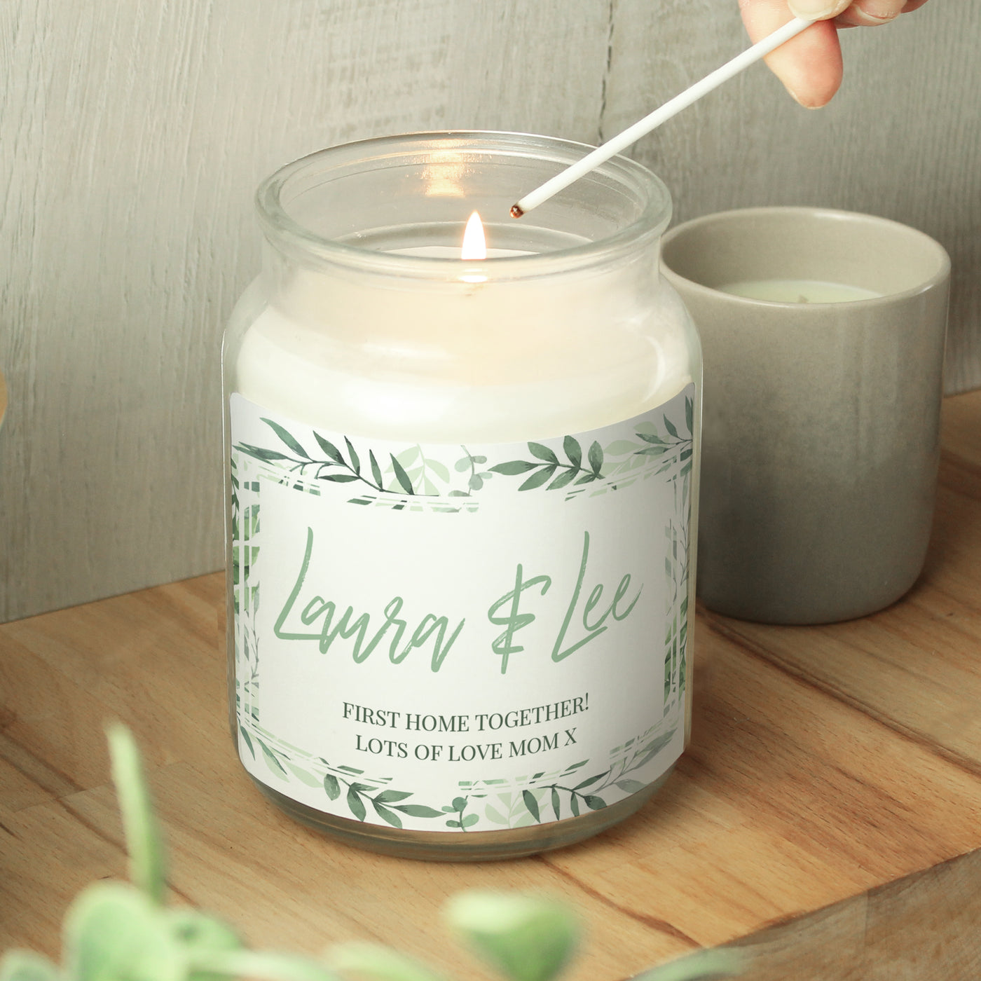 Personalised Botanical Large Scented Jar Wax Candle