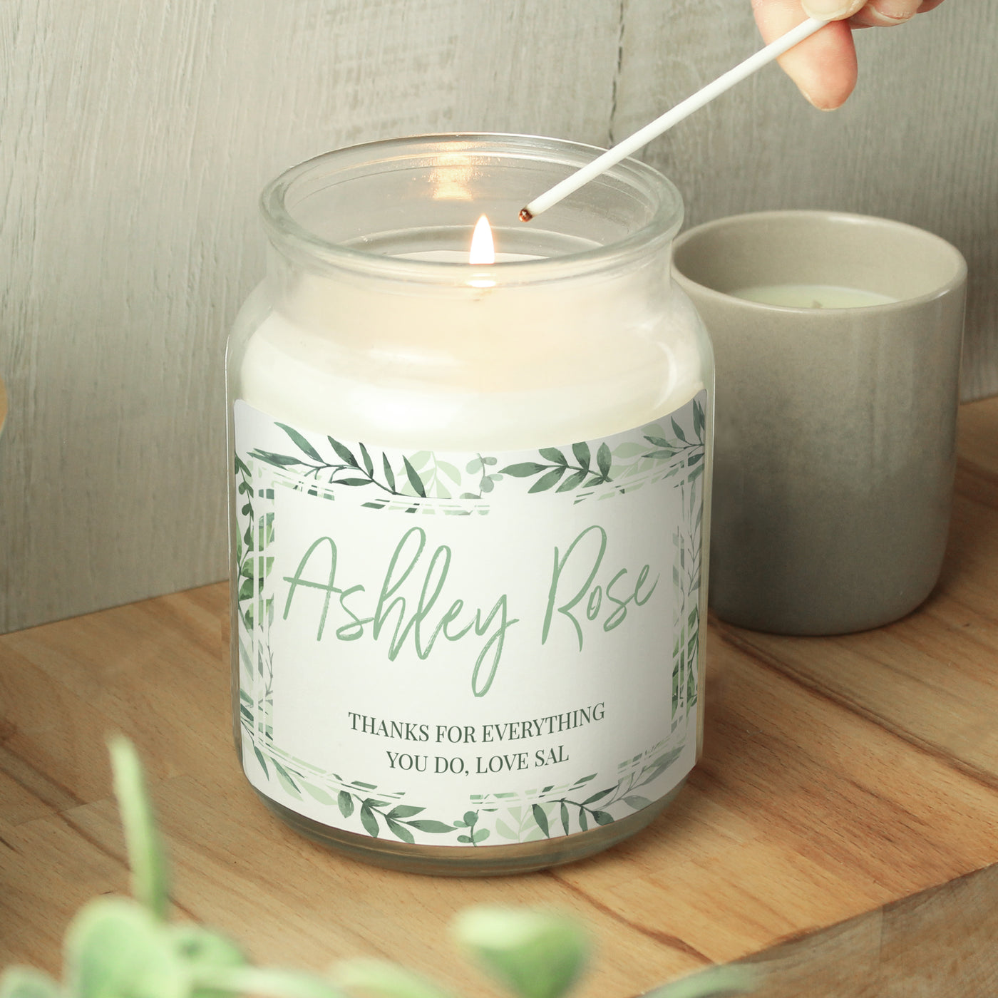Personalised Botanical Large Scented Jar Wax Candle