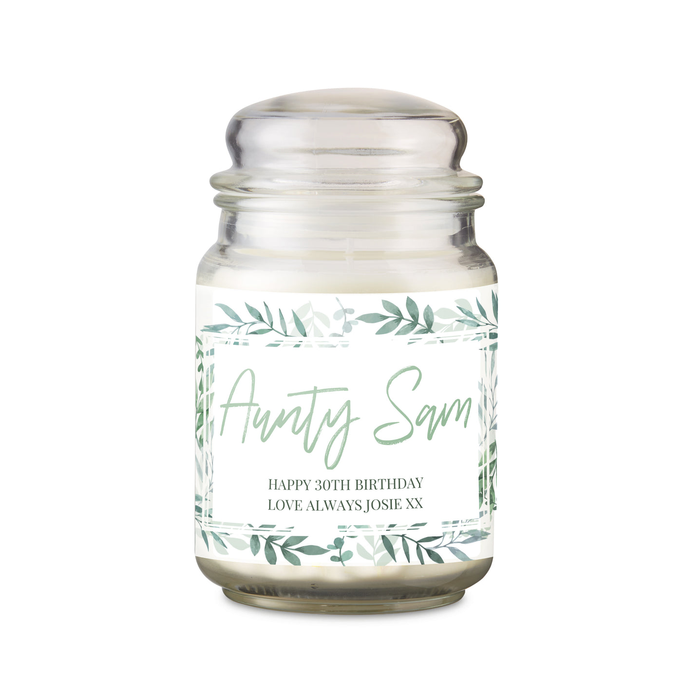 Personalised Botanical Large Scented Jar Wax Candle