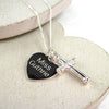 Personalised Sterling Silver Cross Charm Necklace