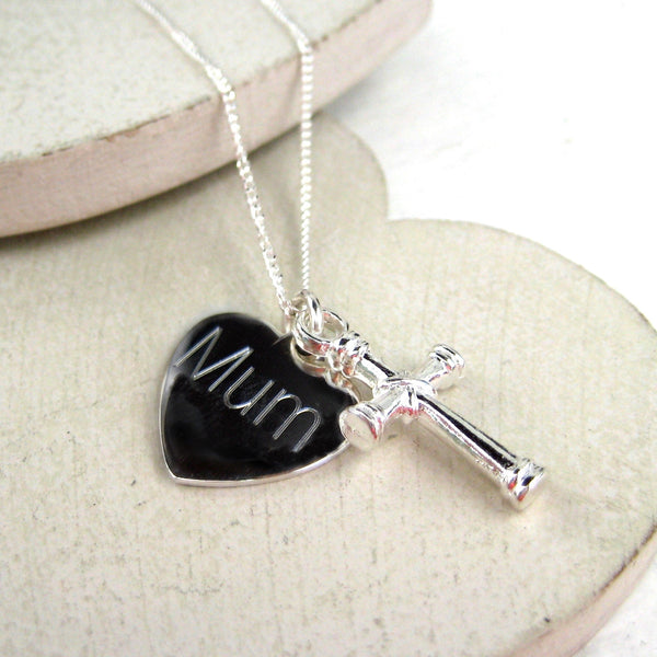 Personalised Sterling Silver Cross Charm Necklace