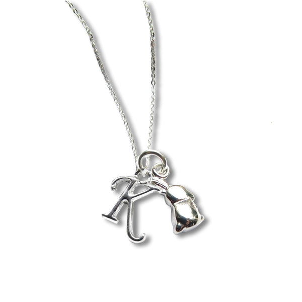 Personalised Initial Sterling Silver Chain Bunny Rabbit Charm Necklace