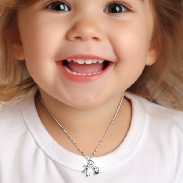 Personalised Initial Sterling Silver Chain Bunny Rabbit Charm Necklace