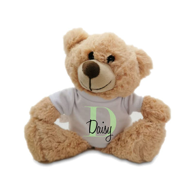 Soft Light Brown Teddy Bear Toy with T-shirt with Initial and Name Design Image 1