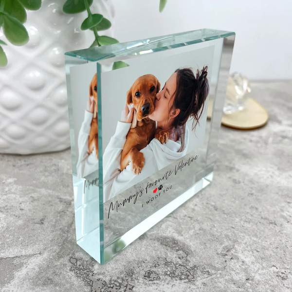 Personalised Pet Heart & Paw Photo Upload Crystal Token