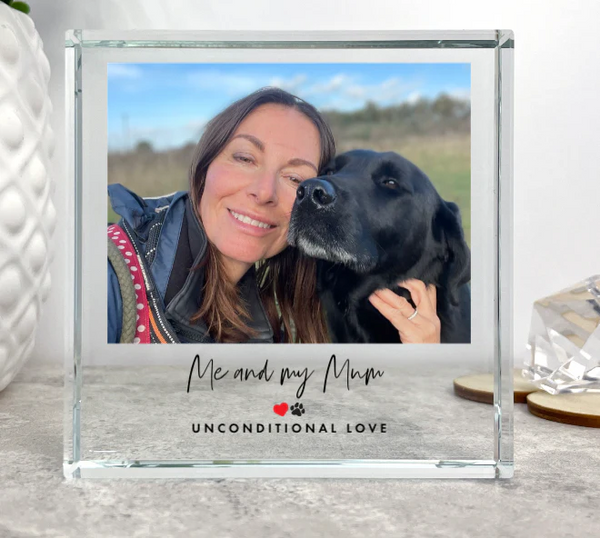 Personalised Pet Heart & Paw Photo Upload Crystal Token