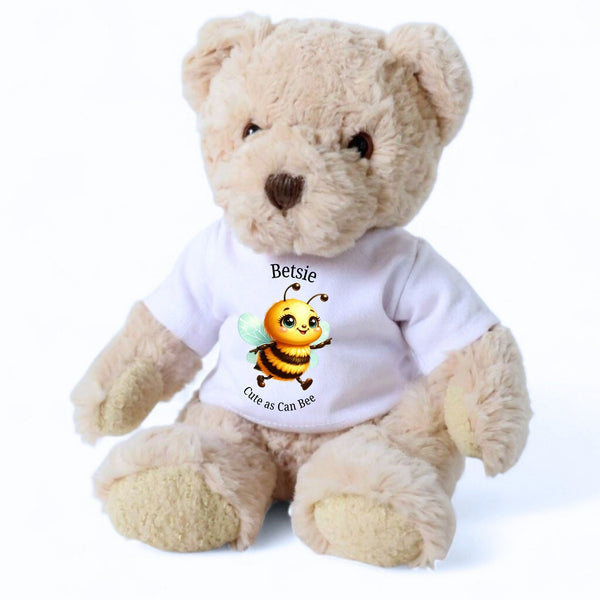Personalised Luxury Teddy Bear with Cute as Can Bee T-Shirt