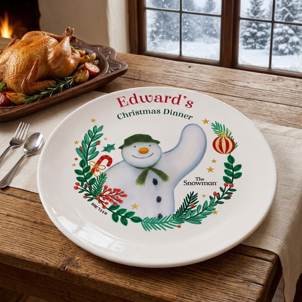 Personalised The Snowman Christmas Wishes Plastic Dinner Plate