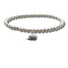 Silver Plated Hedgehog Charm & Silver Beaded Bracelet