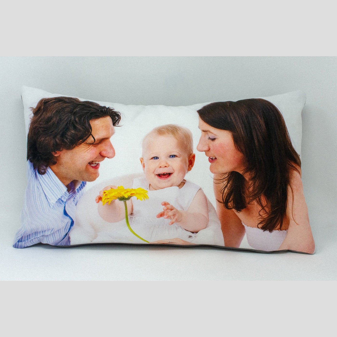 Organic Cotton Personalised Oblong Photo Upload Cushion.