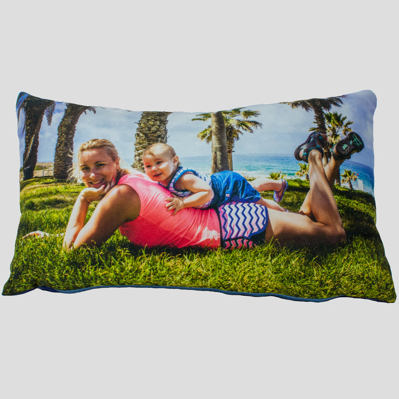 Organic Cotton Personalised Oblong Photo Upload Cushion.