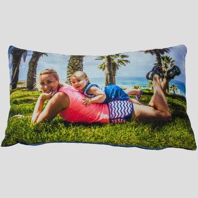 Organic Cotton Personalised Oblong Photo Upload Cushion.