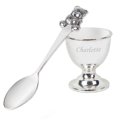 Personalised Silver Plated Egg Cup & Spoon