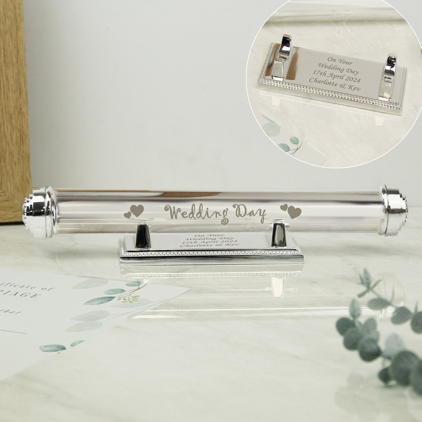 Personalised Wedding Day Silver Plated Certificate Holder