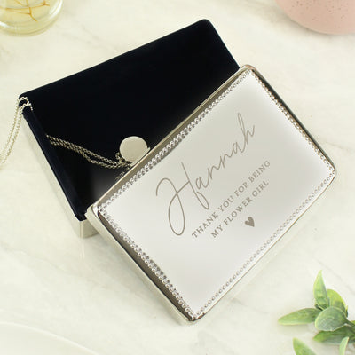 Personalised Name and Message Nickel Plated Rectangular Jewellery Box