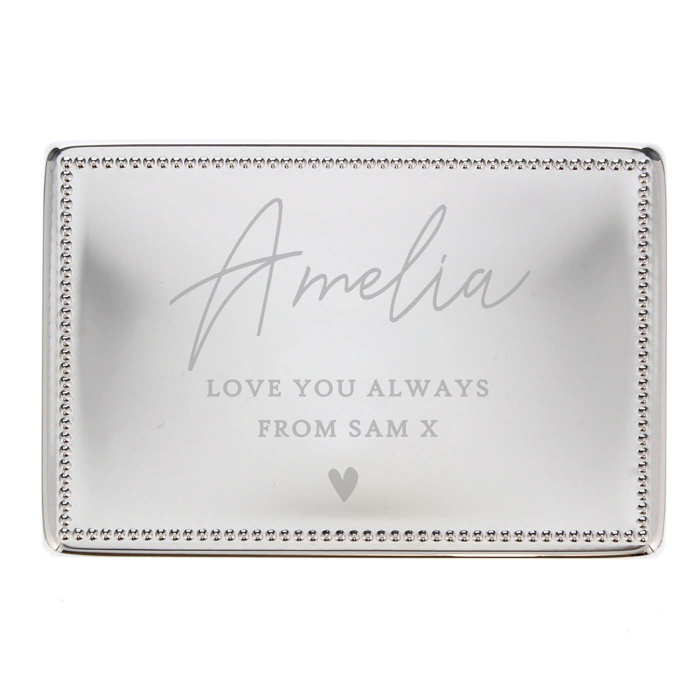 Personalised Name and Message Nickel Plated Rectangular Jewellery Box