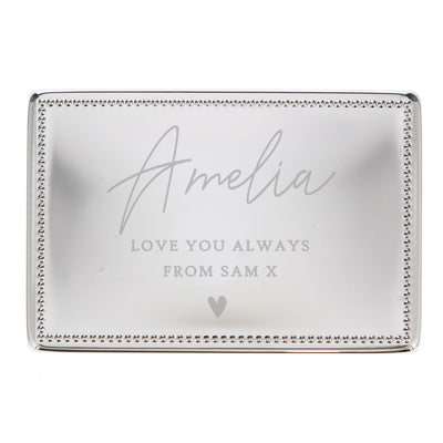 Personalised Name and Message Nickel Plated Rectangular Jewellery Box