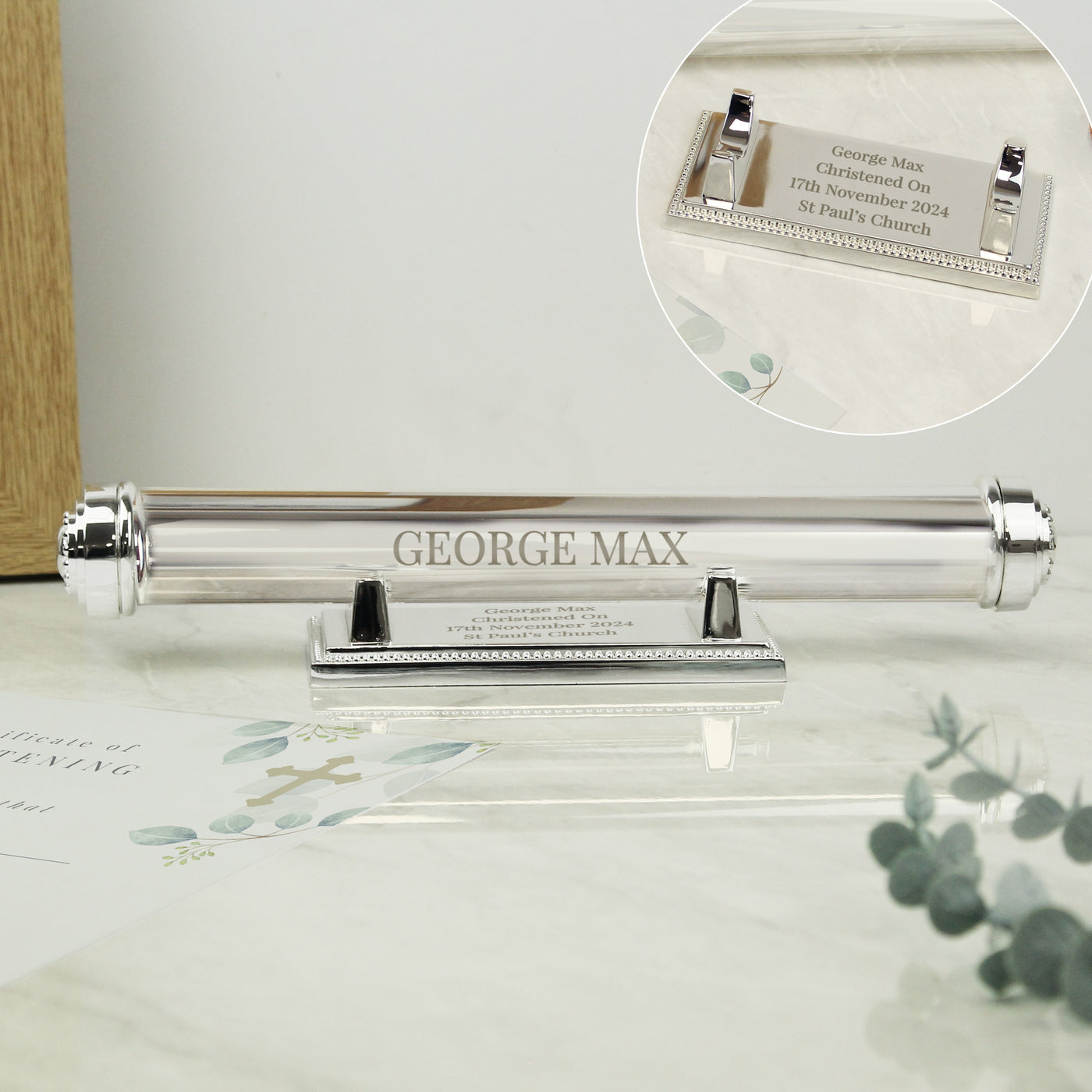 Personalised Free Text Silver Plated Certificate Holder