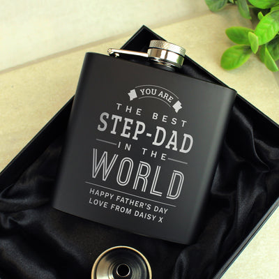 Personalised Best in The World Black Hip Flask