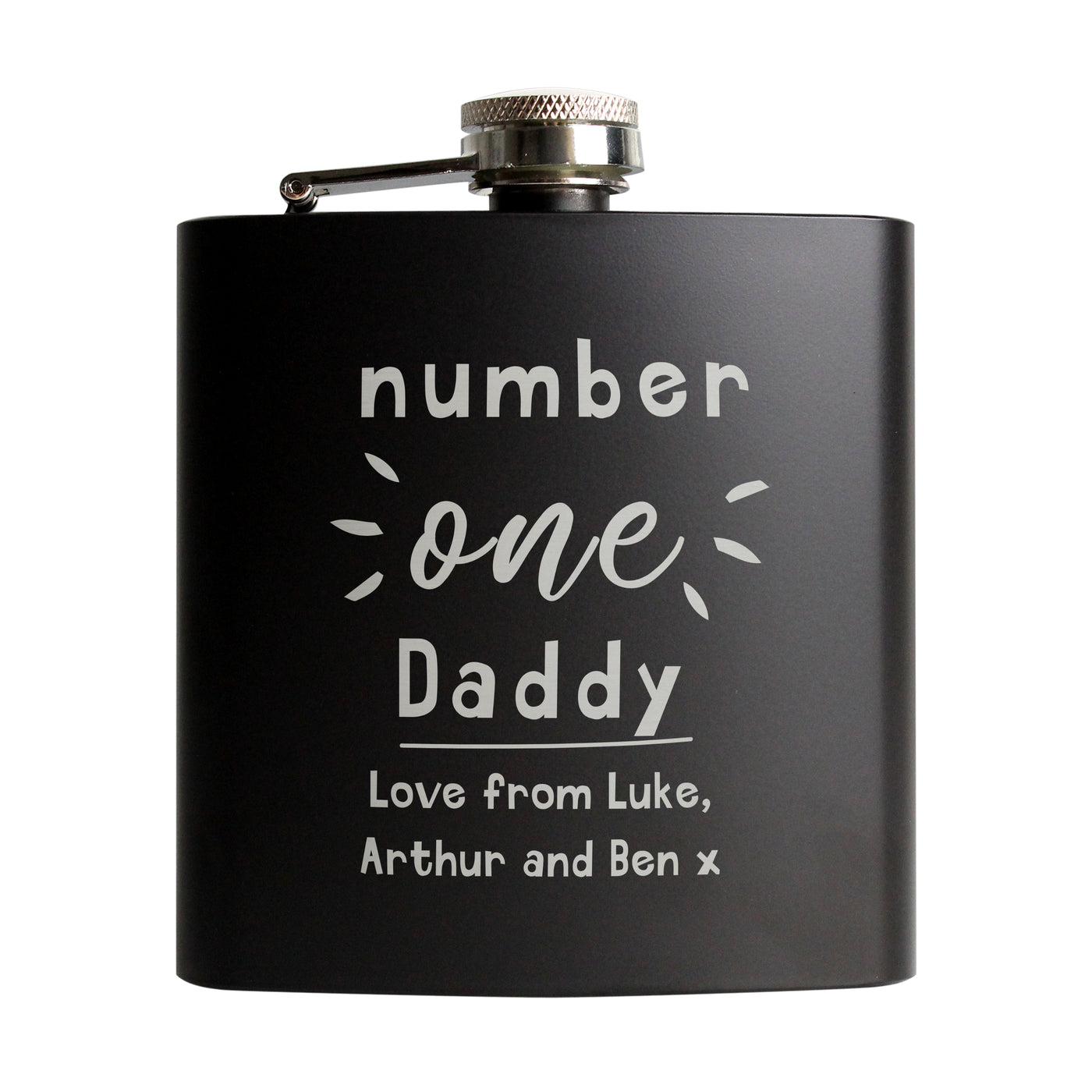 Personalised Number One Black Hip Flask