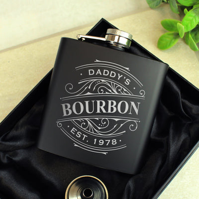 Personalised Spirit Black Hip Flask