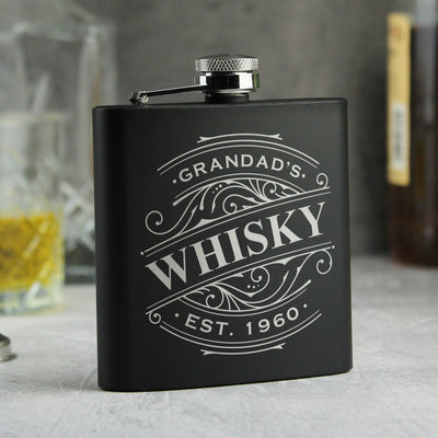 Personalised Spirit Black Hip Flask