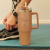 Personalised Heart 40oz Brown Metal Travel Cup