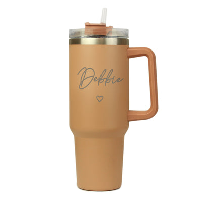 Personalised Heart 40oz Brown Metal Travel Cup