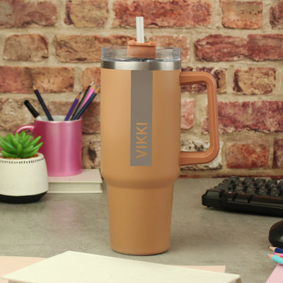 Personalised 40oz Brown Metal Travel Cup