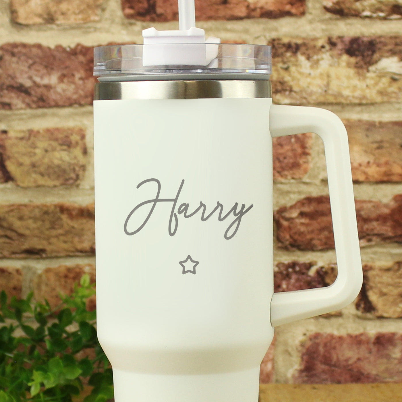 Personalised Star 40oz White Metal Travel Cup