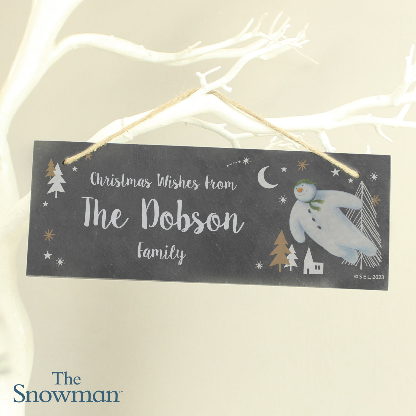 Personalised The Snowman Magical Adventure Hanging Slate Plaque