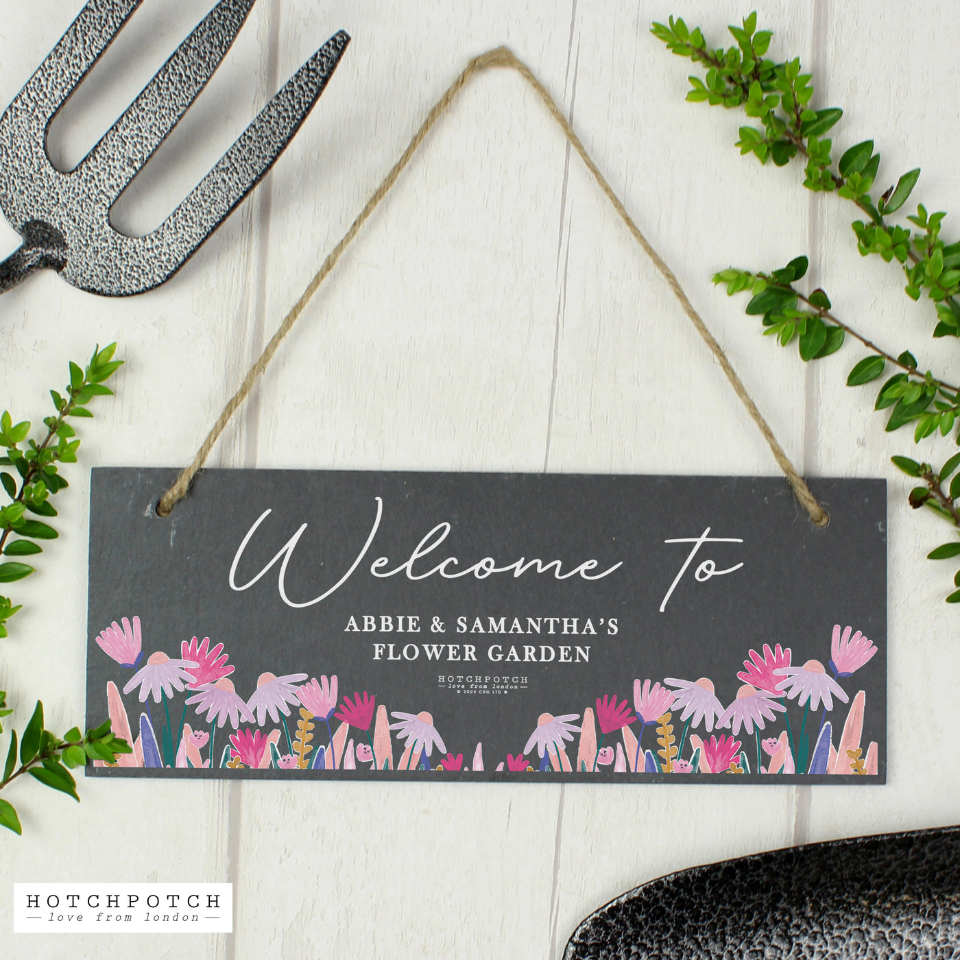 Personalised Wild Flower Hanging Slate Plaque