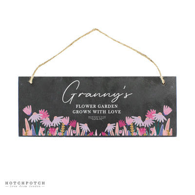 Personalised Wild Flower Hanging Slate Plaque