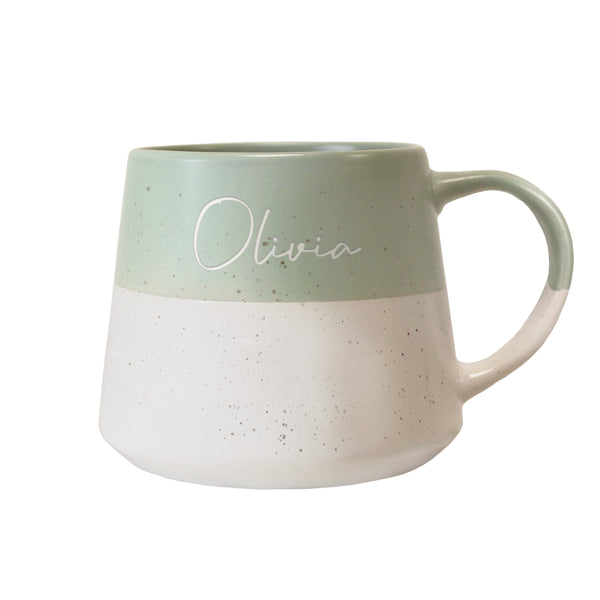 Personalised Name Green Speckled Ceramic Mug
