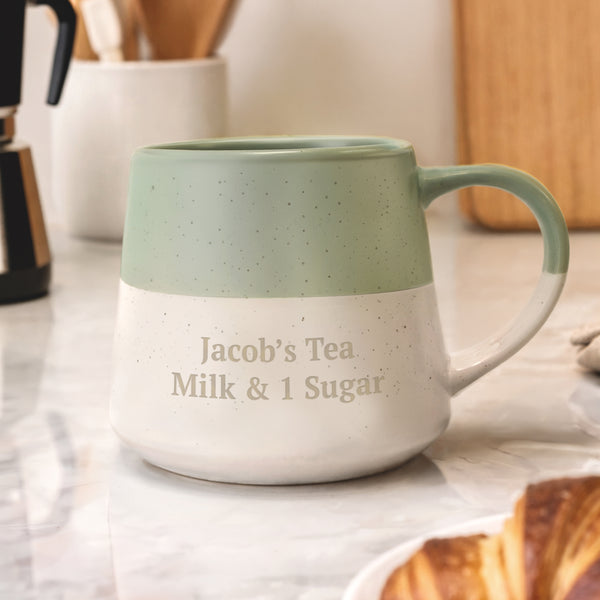 Personalised Green Speckled Ceramic Mug
