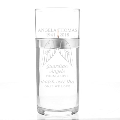 Personalised Guardian Angel Wings Floating Memorial Candle Holder