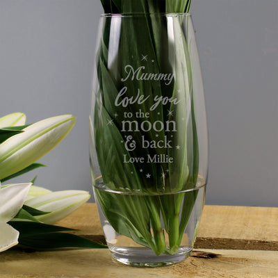 Personalised Love You To The Moon and Back Glass Bullet Vase