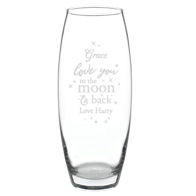 Personalised Love You To The Moon and Back Glass Bullet Vase