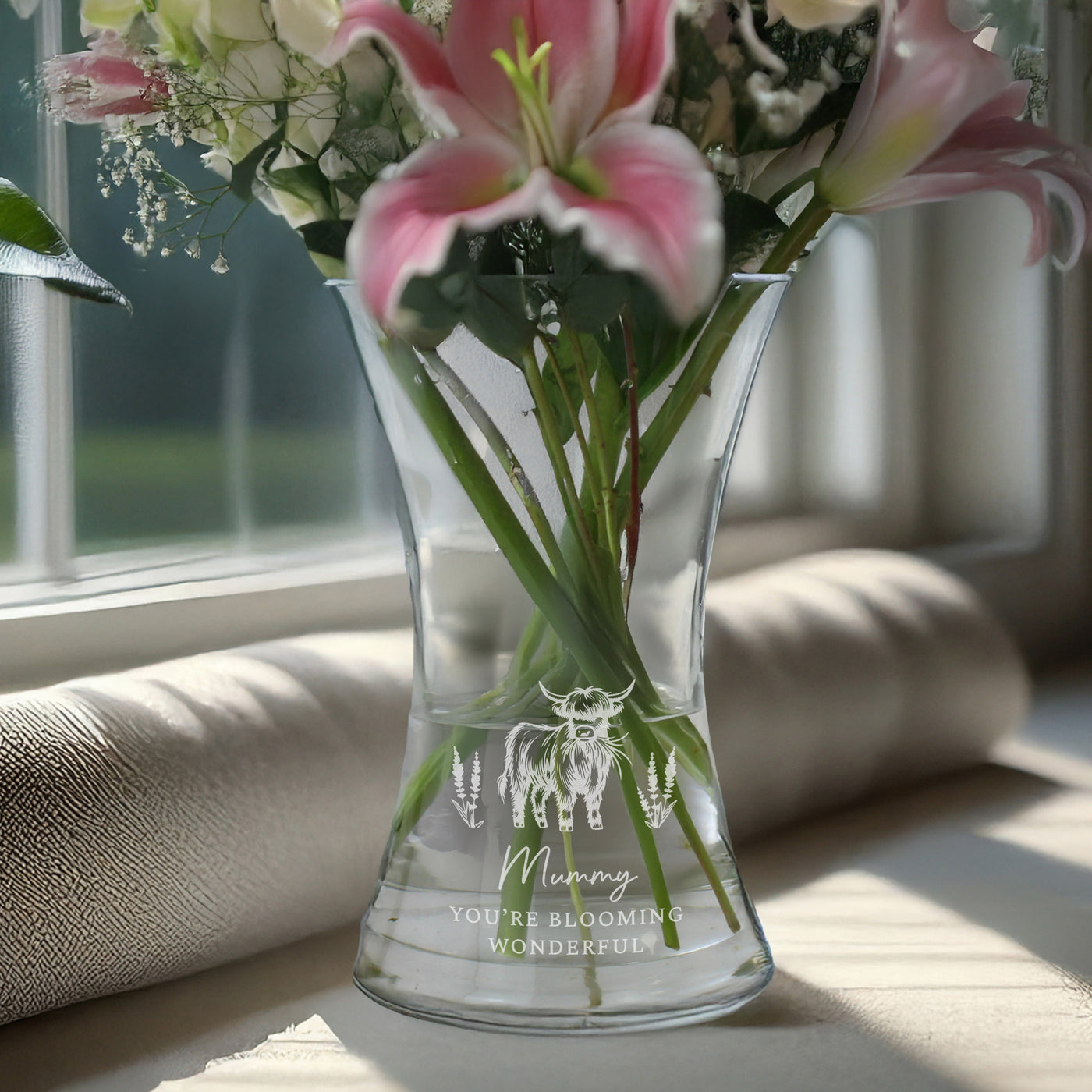 Personalised Highland Cow Waisted Vase