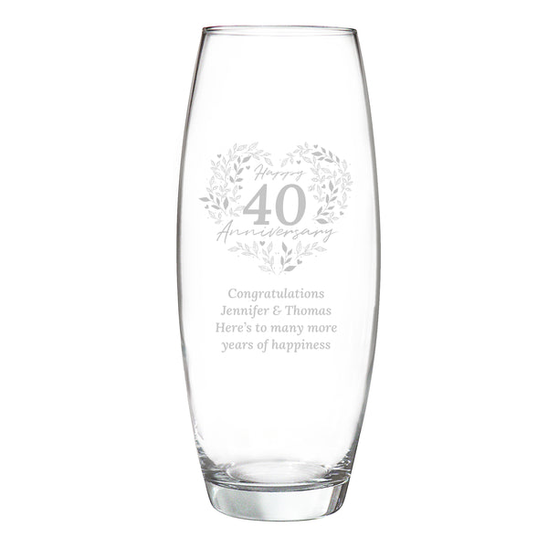 Personalised Anniversary Wreath Bullet Glass Vase