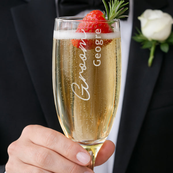 Personalised Groom Elegant Flute Glass