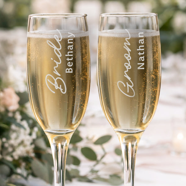 Personalised Groom Elegant Flute Glass