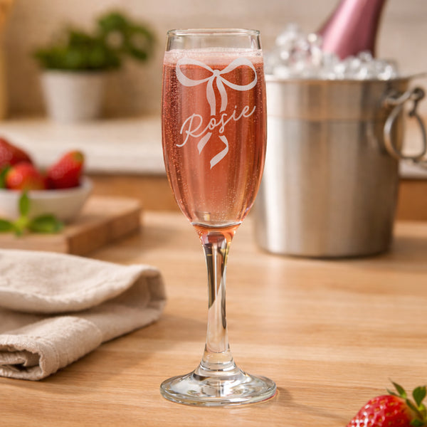 Personalised Bow Flute Glass