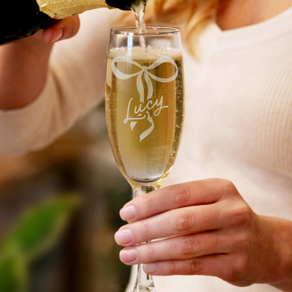 Personalised Bow Flute Glass