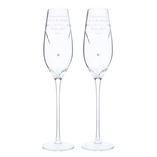 Personalised Hand Cut Heart Pair of Flutes with Gift Box