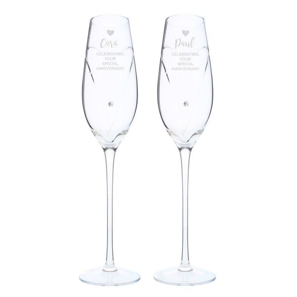 Personalised Hand Cut Heart Celebration Pair of Flutes with Gift Box
